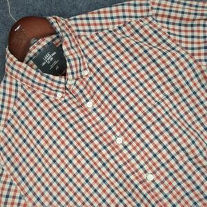 H&M‎ Fitted Button Down Shirt Mens Medium Red Blue Plaid Long Sleeve